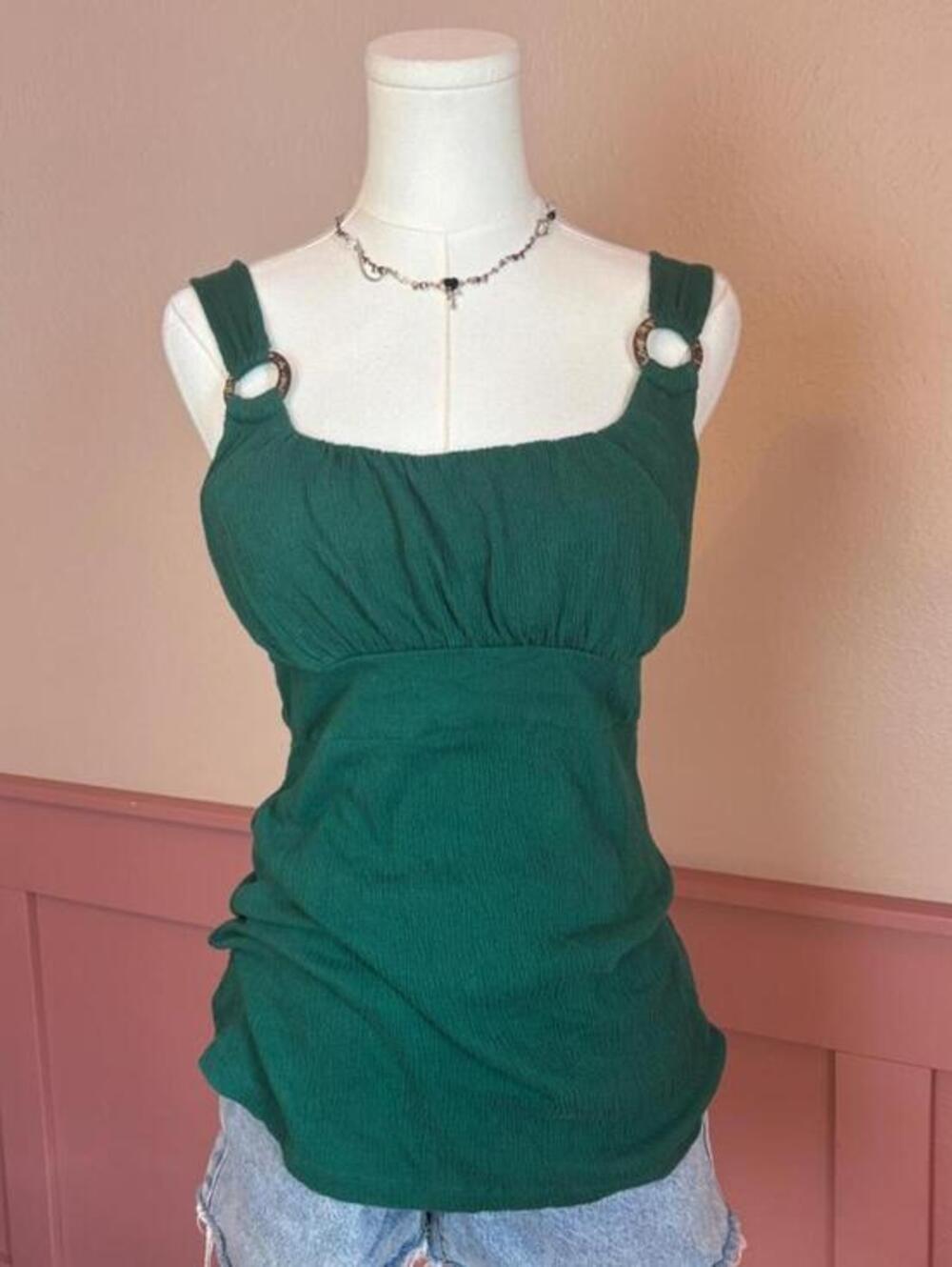 Self Esteem milkmaid tie back green top sz medium cottage fairy y2k whimsy